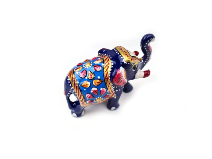elefante cloison´´e pequeno, em metal esmaltado azul e colorido, para decorar