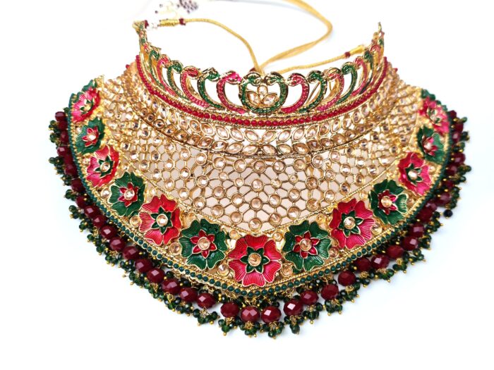Conjunto Bridal Acessórios completos Indiano Luxo Maharani Gold 7 Peças
