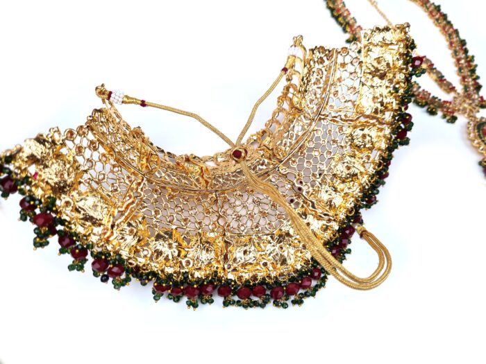 Conjunto Bridal Acessórios completos Indiano Luxo Maharani Gold 7 Peças