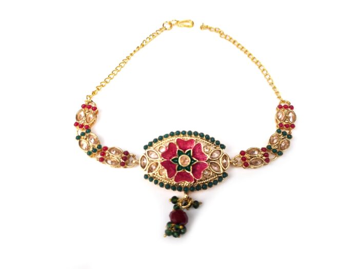 Conjunto Bridal Acessórios completos Indiano Luxo Maharani Gold 7 Peças