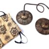 Manjira tibetana (tingsha) de bronze 7 ligas com 8 símbolos auspiciosos