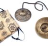 Manjira tibetana (tingsha) de bronze 7 ligas com 8 símbolos auspiciosos