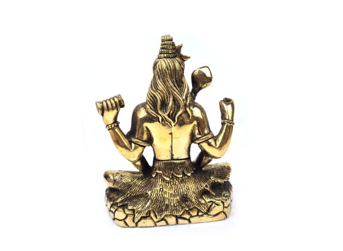 Estátua do Deus Shiva em lótus com tridente removível Fine Art em brass 15m