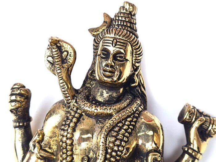 Estátua do Deus Shiva em lótus com tridente removível Fine Art em brass 15m