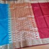 Saree Banarasi Art Silk Azul Turquesa e Marsala Real