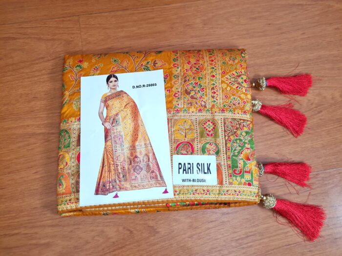 20260203_163930 Saree Banarasi Art Silk de seda Imperial Girassol (saree amarelo mostarda luxuoso)