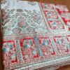 Saree Banarasi Art Silk de seda branco e color modelo Sweta Amritá