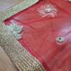 Dupatta vermelha e dourada de noiva com bordados dourados e pedras