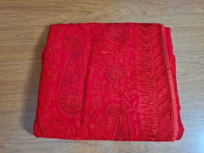 Saree Nupcial Luxo em Georgette Chikankari de Lucknow
