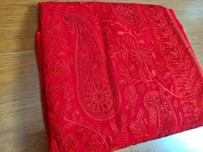 Saree Nupcial Luxo em Georgette Chikankari de Lucknow
