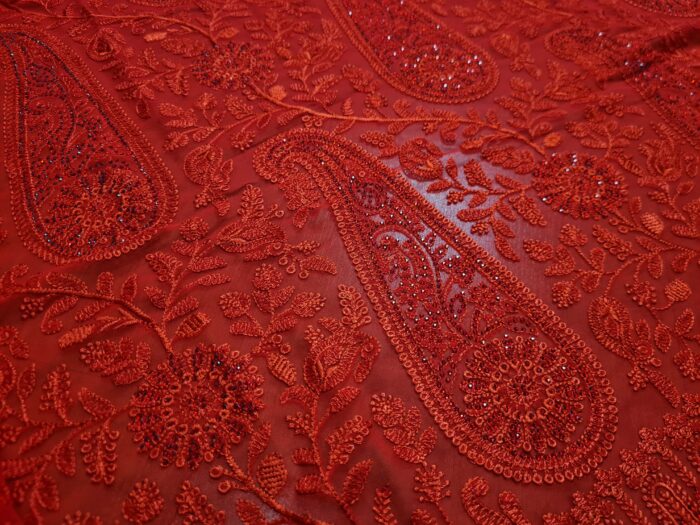 Saree Nupcial Luxo em Georgette Chikankari de Lucknow