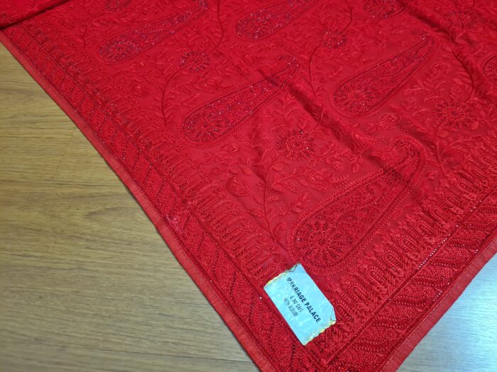 Saree Nupcial Luxo em Georgette Chikankari de Lucknow