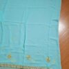 20260204_154814 Saree indiano de crepe de seda verde água com dourado modelo Nilaya