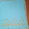 20260204_154943 Saree indiano de crepe de seda verde água com dourado modelo Nilaya