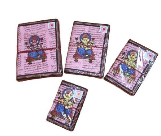 Cadernos indianos artesanais pintados a mão Ganesha rosa