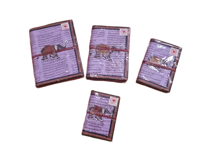 Cadernos indianos artesanais pintados a mão Elefante lilás