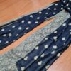 Echarpe indiana algodão com viscose dupla face de arabescos marinho e creme