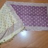Echarpe indiana algodão com viscose dupla face de arabescos uva claro e creme