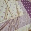 Echarpe indiana algodão com viscose dupla face de arabescos uva claro e creme