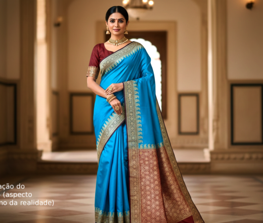 Gemini_Generated_Image_n4pw2un4pw2un4pw Saree Banarasi Art Silk Azul Turquesa e Marsala Real