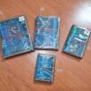 Cadernos indianos artesanais pintados a mão Patchwork azul