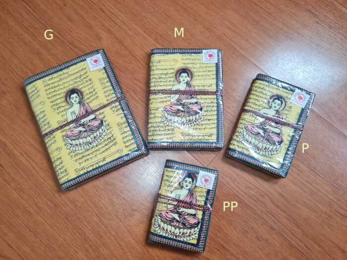Cadernos indianos artesanais pintados a mão Buda amarelo