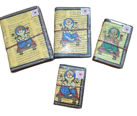 Cadernos indianos artesanais pintados a mão Ganesha amarelo