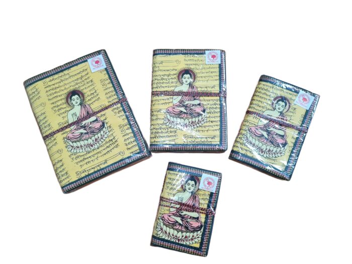 Cadernos indianos artesanais pintados a mão Buda amarelo