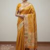 saree-laranja-mostarda-luxuoso-brilho-seda saree mostarda luxuoso estilo Banarasi