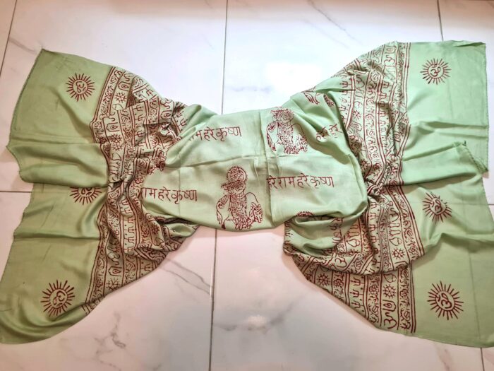 Chadar indiano (manto de oração) de Krishna verde pistache