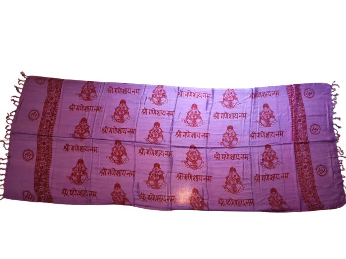 20260321_183249 Chadar indiano (manto de oração) com Ganesha e simbologias roxo