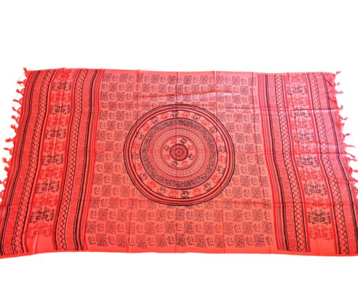 Chadar indiano (manto de oração) de elefantes e mandala rosa coral