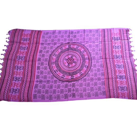 Chadar indiano (manto de oração) de elefantes e mandala roxo