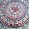Chadar indiano (manto de oração) de elefantes e mandala cinza