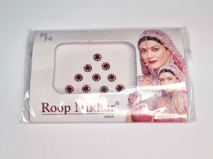 Bindi indiano Roop Nikhar adesivo para colar entre as sombrancelhas vermelho 10