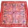 Lenço indiano de seda quadrado estampado vermelho e rosa