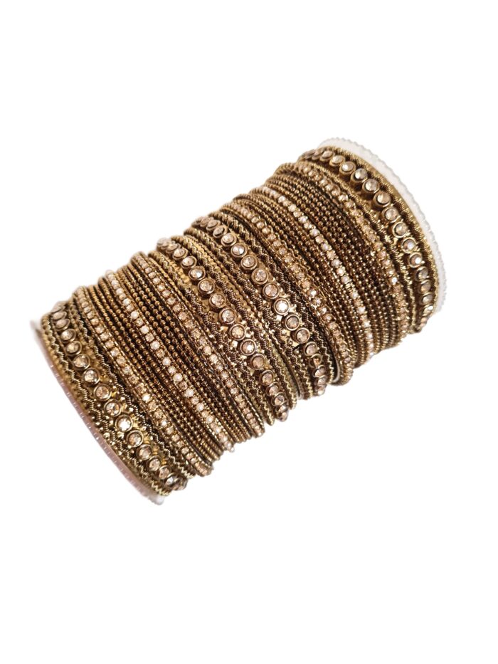 Conjunto de pulseiras indianas 23 peças douradas com brilho Maya