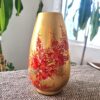 Vaso indiano Imperial Floral em Laca Ouro Arte Ancestral com Textura Tátil