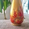 Vaso indiano Cerejeira Laca com Folhas de Ouro e Relevo 3D