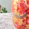 Vaso indiano Cerejeira Laca com Folhas de Ouro e Relevo 3D