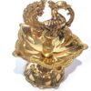 Lamparina indiana Diya de metal dourado design taça flor 5 pontas com pavão