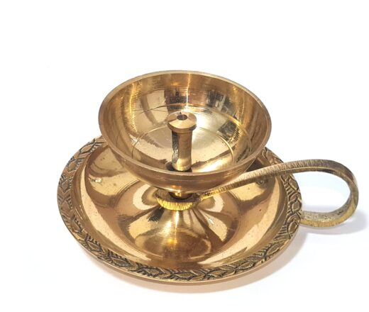 Lamparina indiana Diya de metal dourado design taça com alça