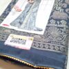 Saree indiano estamparia floral com arabescos em cinza e dourado