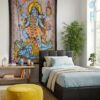 Colcha indiana ou painel de algodão estampa de Kali e Shiva color Colcha indiana ou painel de algodão estampa de Kali e Shiva color