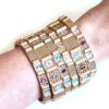 Conjunto de 6 pulseiras indianas de metais design borboleta e flores