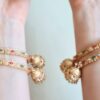 Conjunto de 4 Bangles indianas design Jhumka com pedrarias Apsara