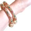 Conjunto de 4 Bangles indianas design Jhumka com pedrarias Apsara