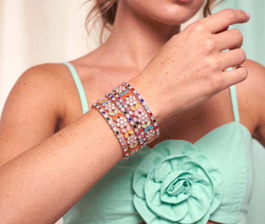 Conjunto de 6 pulseiras indianas com pedrarias Jardim de Basant