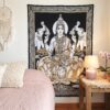 pano de laskhmi dourado e preto Panô indiano decorativo Coleção Gold Mix da Deusa Lakshmi 100cm