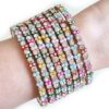 Conjunto de 8 pulseiras indianas com pedrarias cristais coloridos